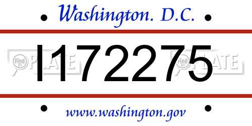 I172275 District Of Columbia License Plate