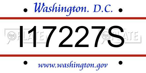 I17227S District Of Columbia License Plate