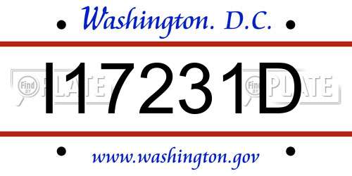 I17231D District Of Columbia License Plate
