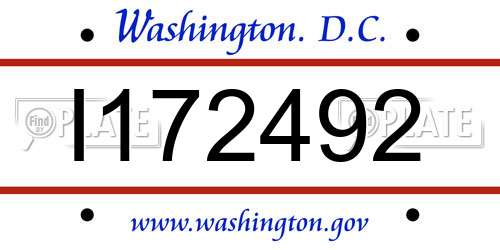 I172492 District Of Columbia License Plate