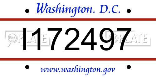 I172497 District Of Columbia License Plate