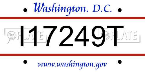 I17249T District Of Columbia License Plate