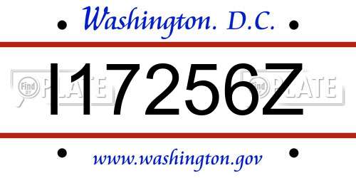 I17256Z District Of Columbia License Plate