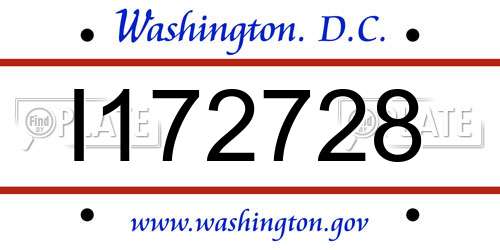 I172728 District Of Columbia License Plate