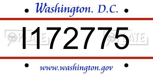 I172775 District Of Columbia License Plate