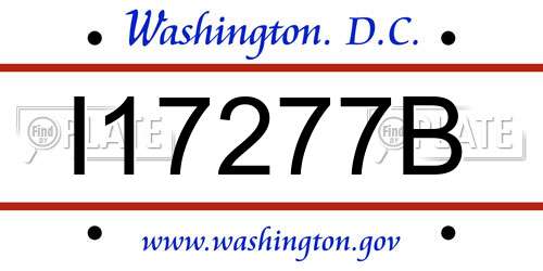 I17277B District Of Columbia License Plate
