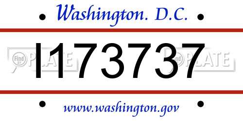 I173737 District Of Columbia License Plate