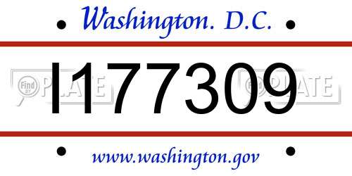 I177309 District Of Columbia License Plate
