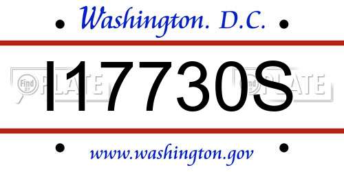 I17730S District Of Columbia License Plate