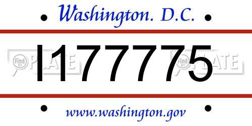 I177775 District Of Columbia License Plate