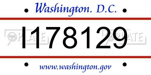 I178129 District Of Columbia License Plate