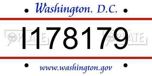 I178179 District Of Columbia License Plate