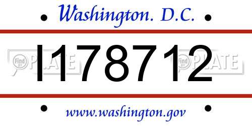 I178712 District Of Columbia License Plate