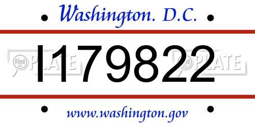 I179822 District Of Columbia License Plate