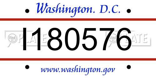 I180576 District Of Columbia License Plate