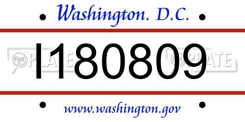 I180809 District Of Columbia License Plate