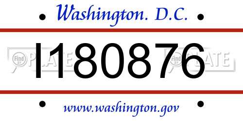 I180876 District Of Columbia License Plate