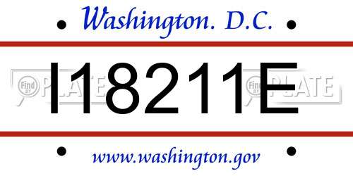 I18211E District Of Columbia License Plate