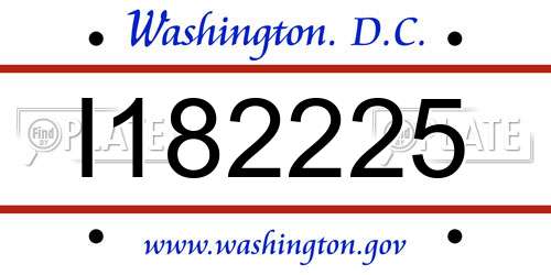 I182225 District Of Columbia License Plate