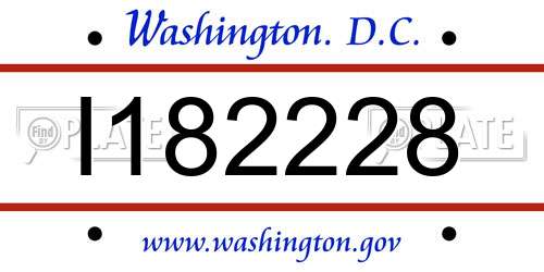 I182228 District Of Columbia License Plate