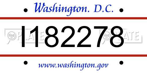 I182278 District Of Columbia License Plate