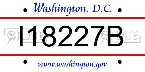 I18227B District Of Columbia License Plate