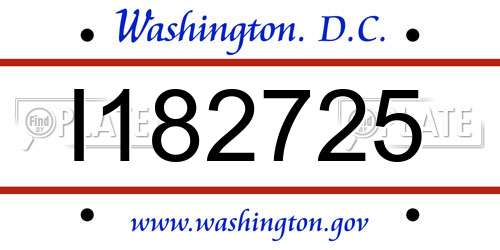 I182725 District Of Columbia License Plate