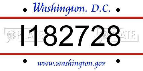 I182728 District Of Columbia License Plate