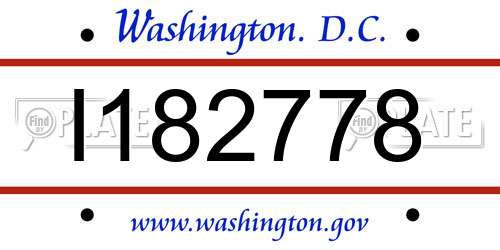 I182778 District Of Columbia License Plate