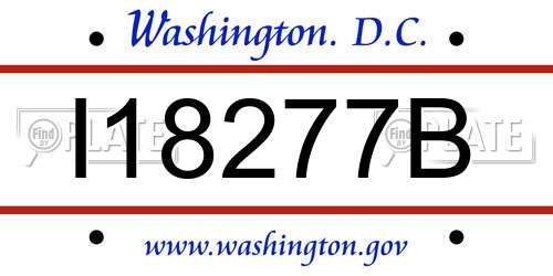 I18277B District Of Columbia License Plate