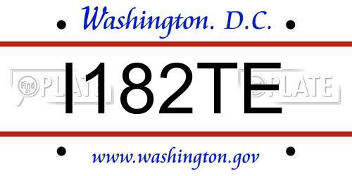 I182TE District Of Columbia License Plate