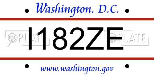 I182ZE District Of Columbia License Plate