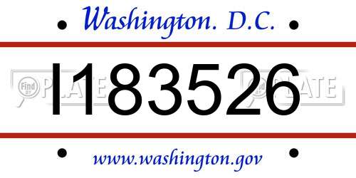 I183526 District Of Columbia License Plate