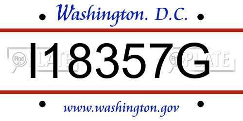 I18357G District Of Columbia License Plate