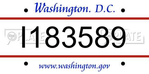 I183589 District Of Columbia License Plate