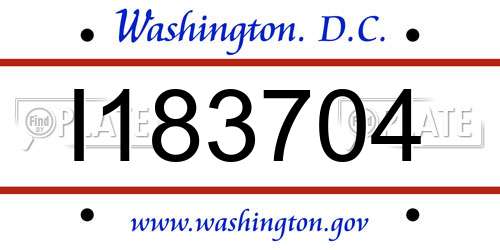 I183704 District Of Columbia License Plate
