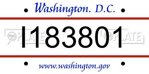 I183801 District Of Columbia License Plate