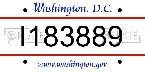 I183889 District Of Columbia License Plate
