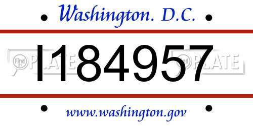 I184957 District Of Columbia License Plate