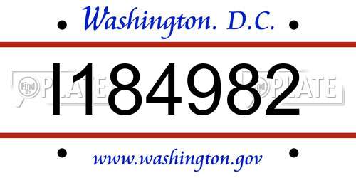I184982 District Of Columbia License Plate