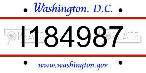 I184987 District Of Columbia License Plate