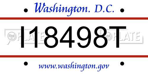 I18498T District Of Columbia License Plate