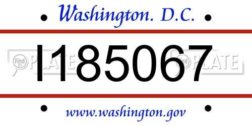 I185067 District Of Columbia License Plate