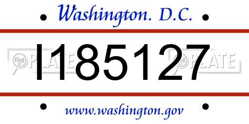 I185127 District Of Columbia License Plate