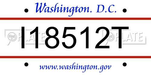 I18512T District Of Columbia License Plate