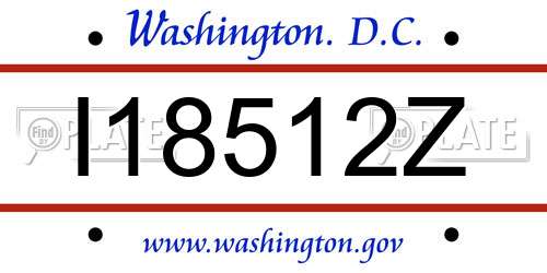 I18512Z District Of Columbia License Plate