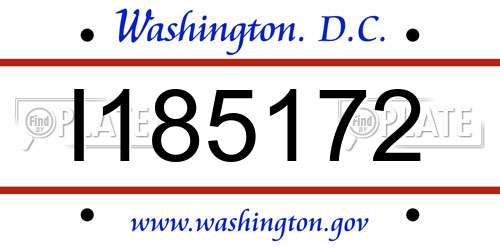 I185172 District Of Columbia License Plate