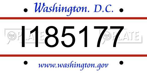 I185177 District Of Columbia License Plate