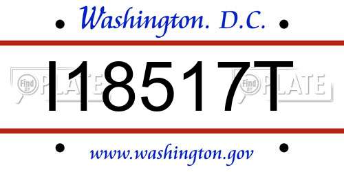 I18517T District Of Columbia License Plate