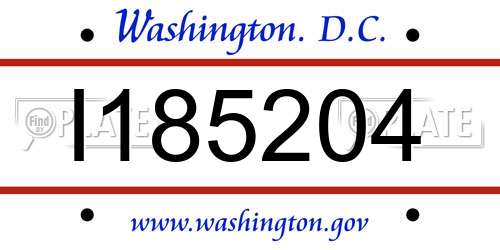 I185204 District Of Columbia License Plate
